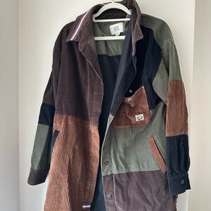 BDG Corduroy Jacket in Brown and Green